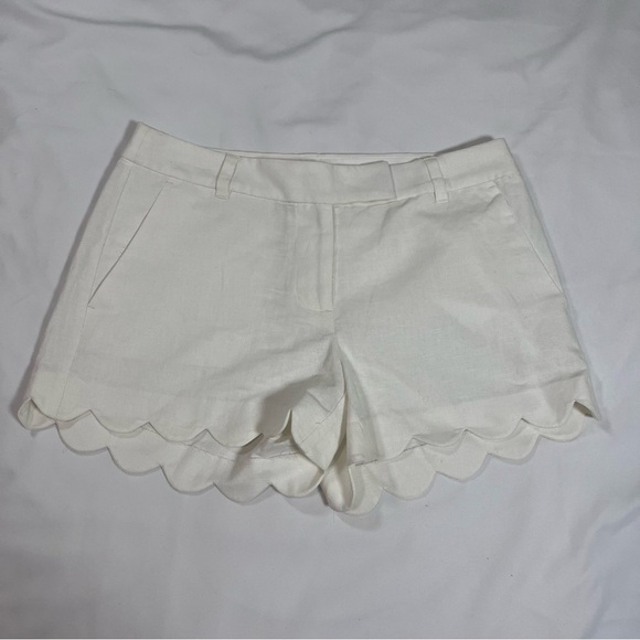 J. Crew High Waist Cream Scalloped Shorts - Picture 1 of 8